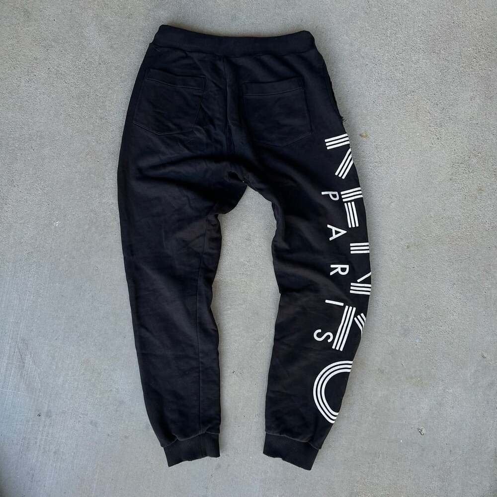 Kenzo 2010s Linear Logo Joggers Size XS Black Cotton Sweatpants